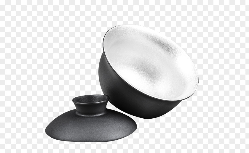 With A Cover Of Black Silver Tea Cup PNG