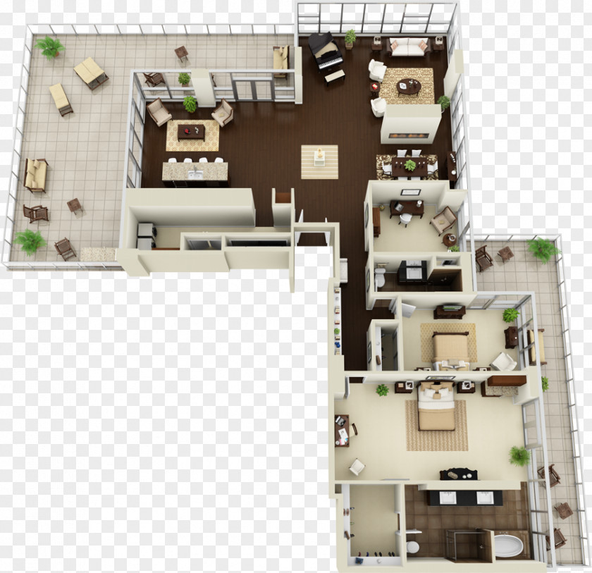 3D Floor Plan House PNG