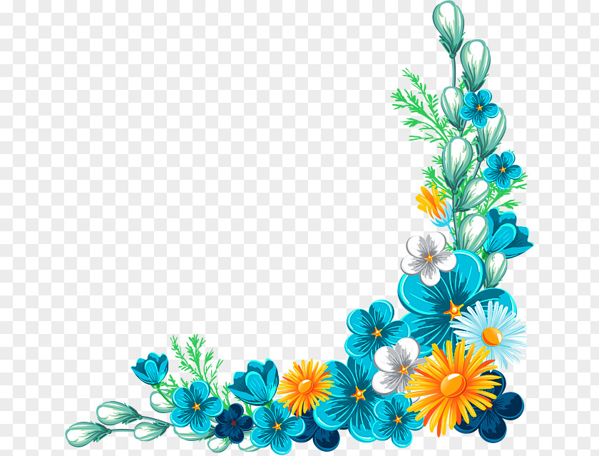Blue Fancy Flower Border Texture Rose Clip Art PNG