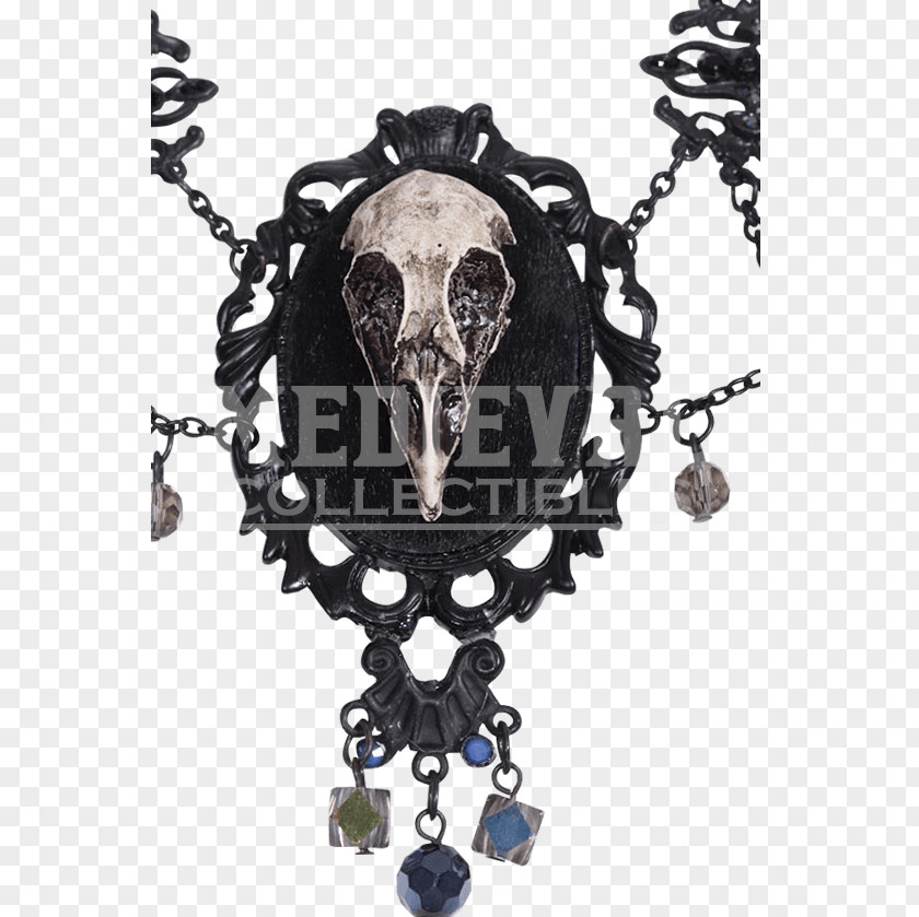 Skull Locket Bird Necklace Steampunk PNG