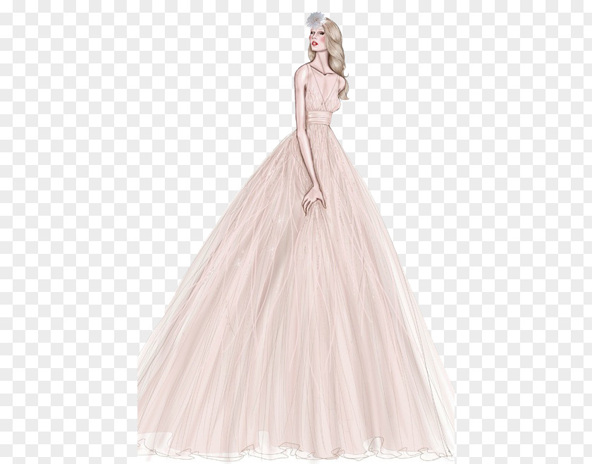 Hand-painted Wedding Dress Gown Drawing Sketch PNG