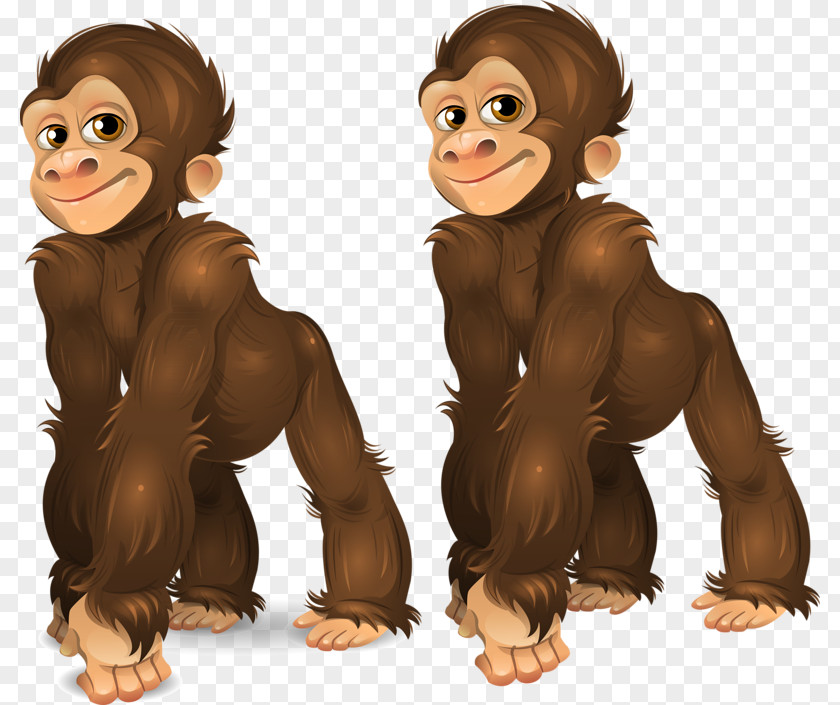 Two Little Orangutan Gorilla Common Chimpanzee Ape Monkey PNG