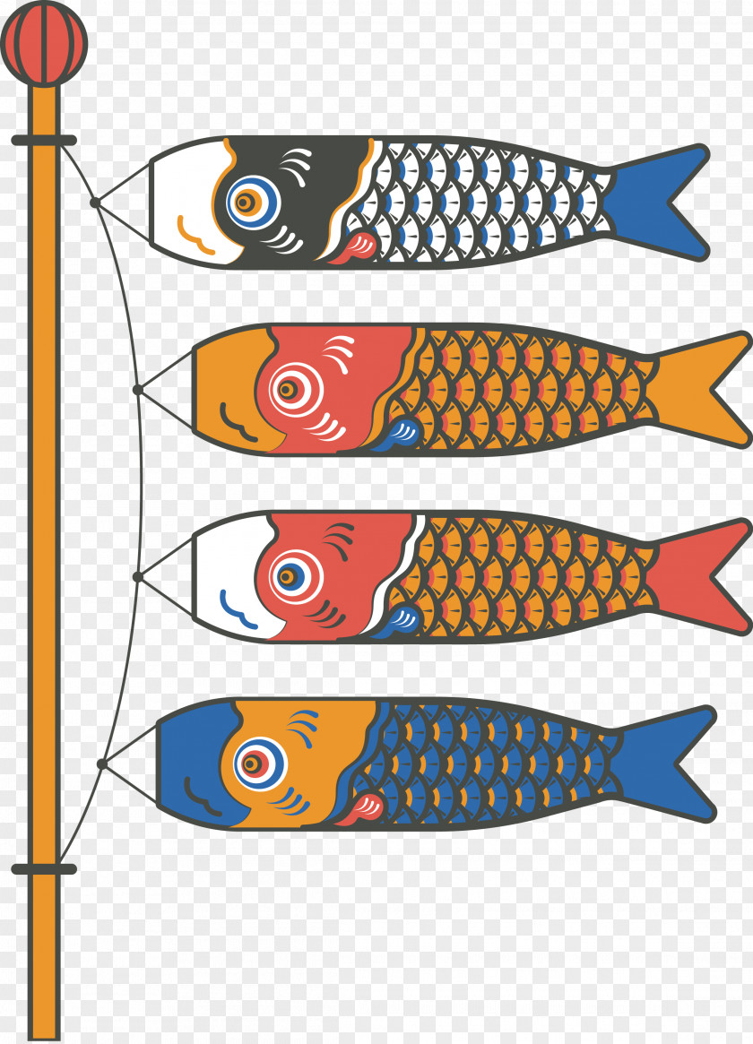 Vector Painted Carp Wind Flag Picture Japan Common Koinobori Illustration PNG