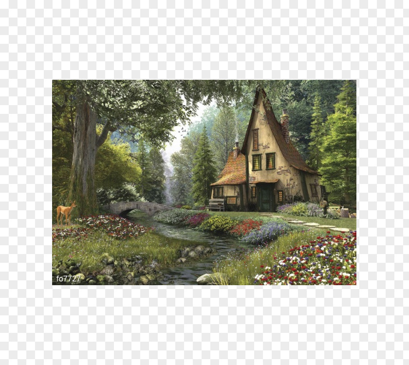 Painting Cottage Jigsaw Puzzles Art Canvas Print PNG