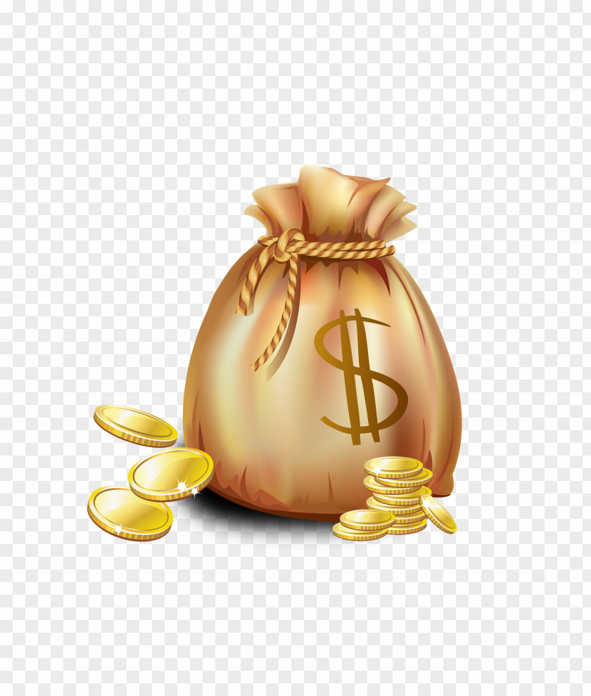 Gold Purse Coin Bag PNG