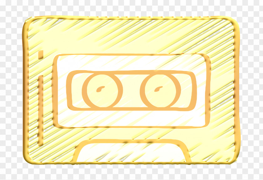 Rectangle Yellow Cassette Icon Free Hipster PNG