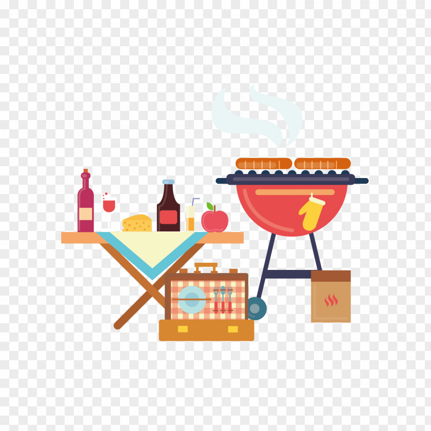 Hand Painted Barbecue Text Cartoon Illustration PNG