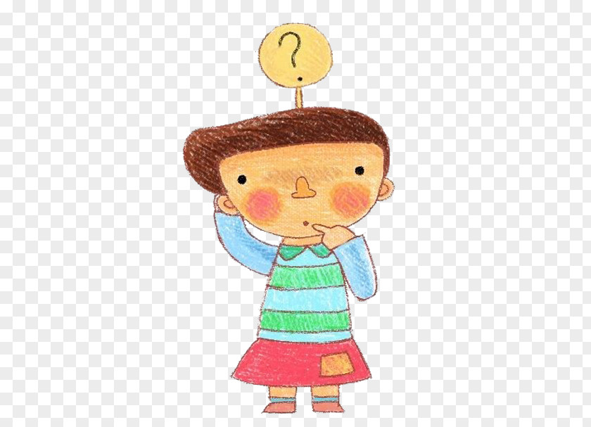 Cartoon Comics Illustration PNG Illustration, Thinking girl painted question mark clipart PNG
