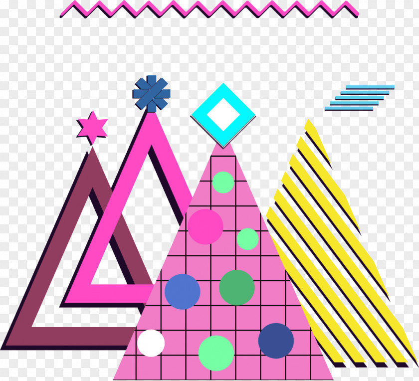 Vector Decorative Hand Colored Triangle Geometry PNG