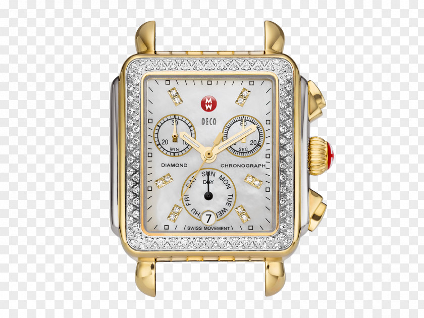 Diamond Watch MICHELE Deco Chronograph Strap Jewellery PNG