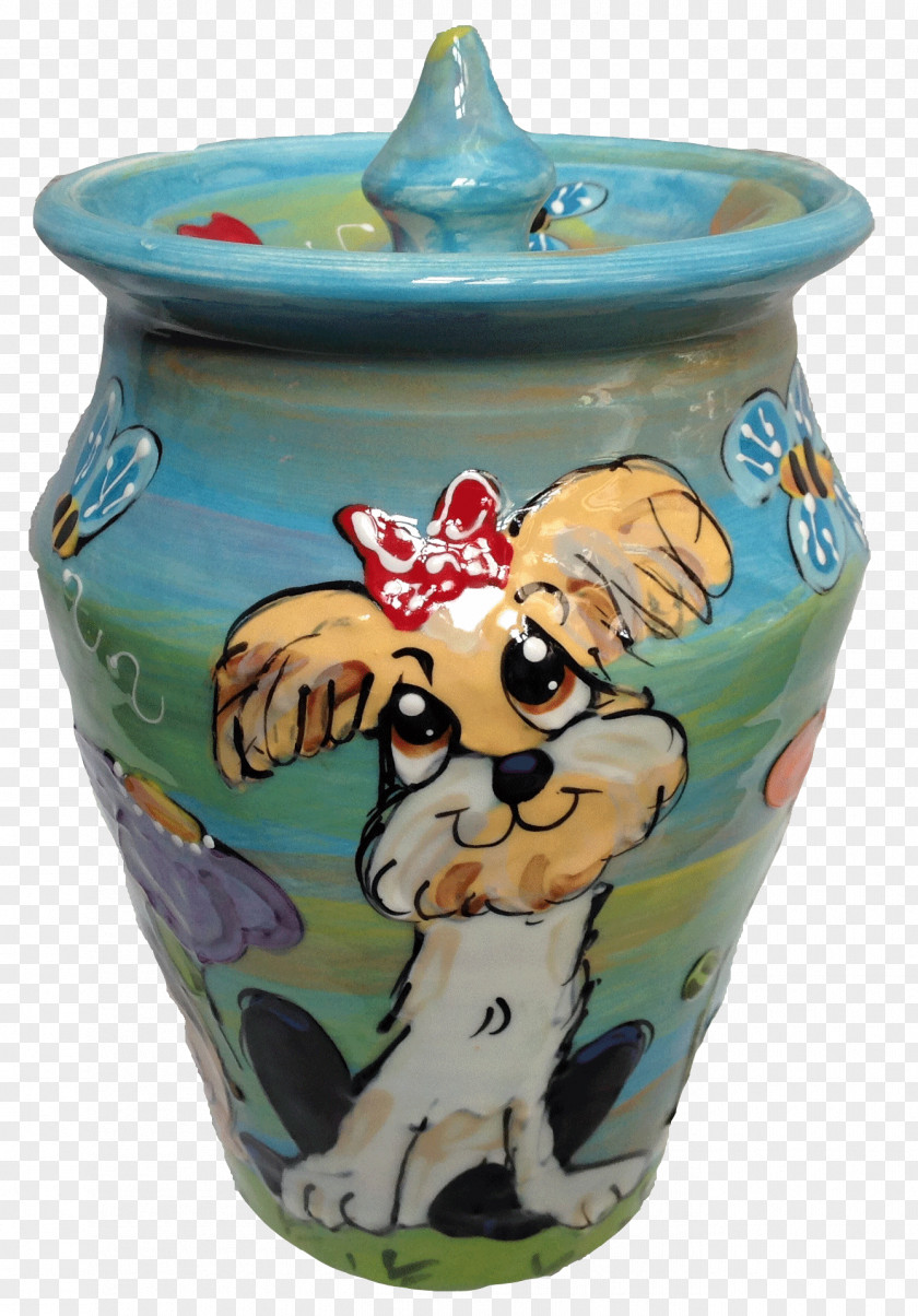 Hand Painted Lotus Ceramic Vase Pottery Lid Urn PNG