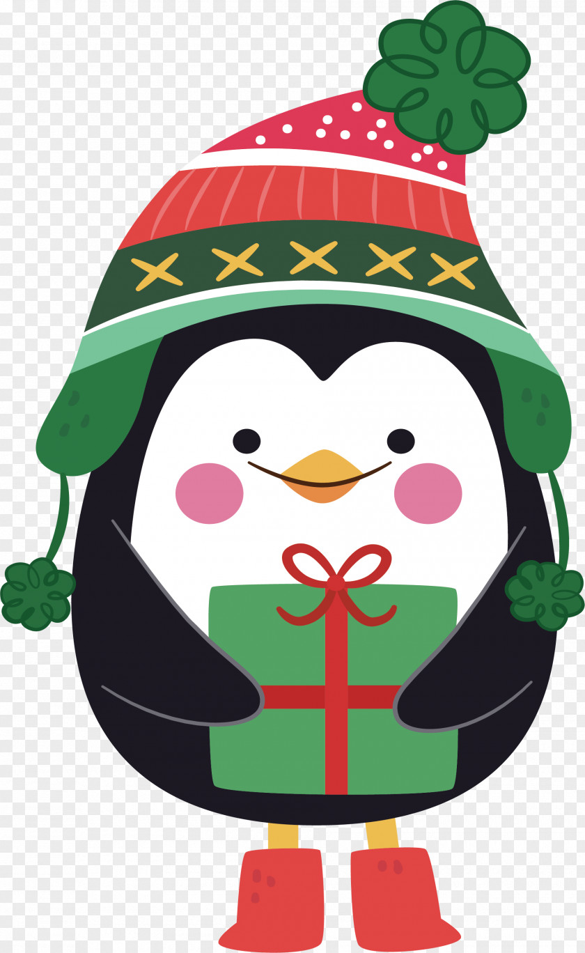 Christmas Penguin Santa Claus Eve Card Gift PNG
