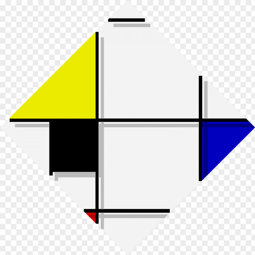 Painting Composition II In Red, Blue, And Yellow Lozenge With Yellow, Black, Gray Blue PNG