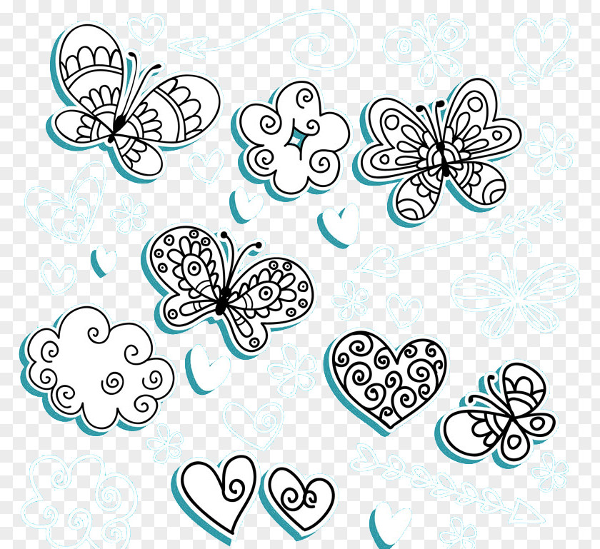 Butterflies And Clouds Butterfly Cloud Drawing PNG