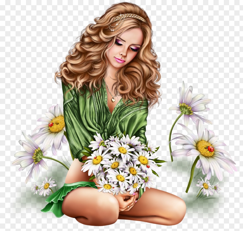 Woman Floral Design Drawing Clip Art PNG