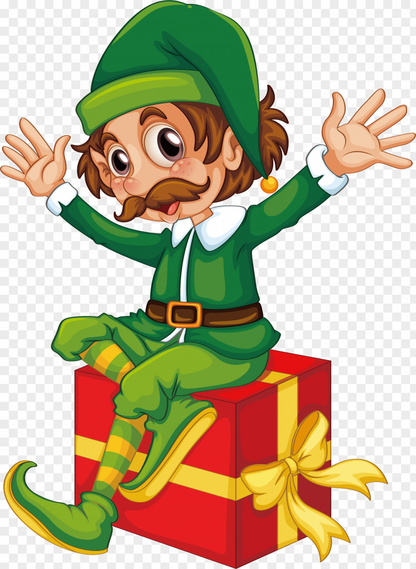 The Clown Sitting On Gift Box Christmas Elf Santa Claus Duende PNG