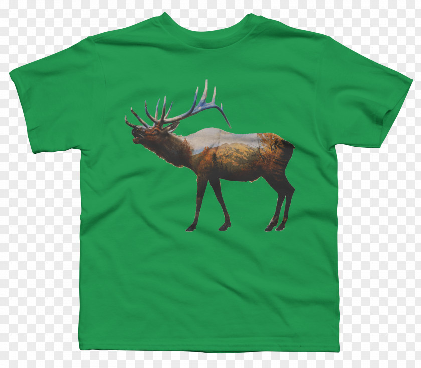 Elk Head T-shirt Reindeer Green Bluza PNG