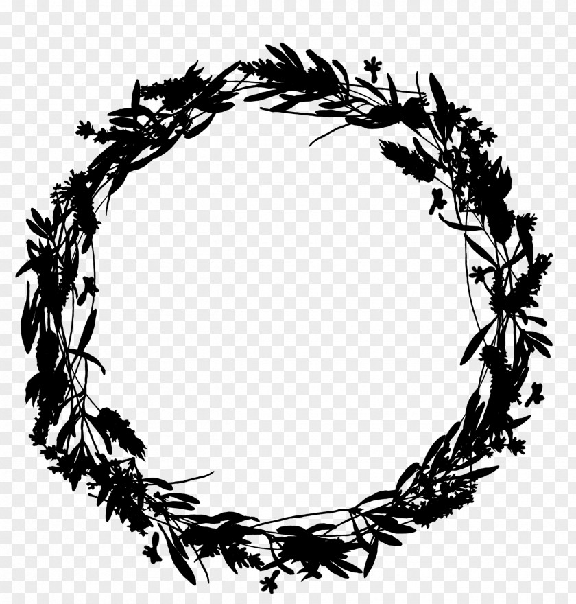 M Wreath Font Twig Black & White PNG
