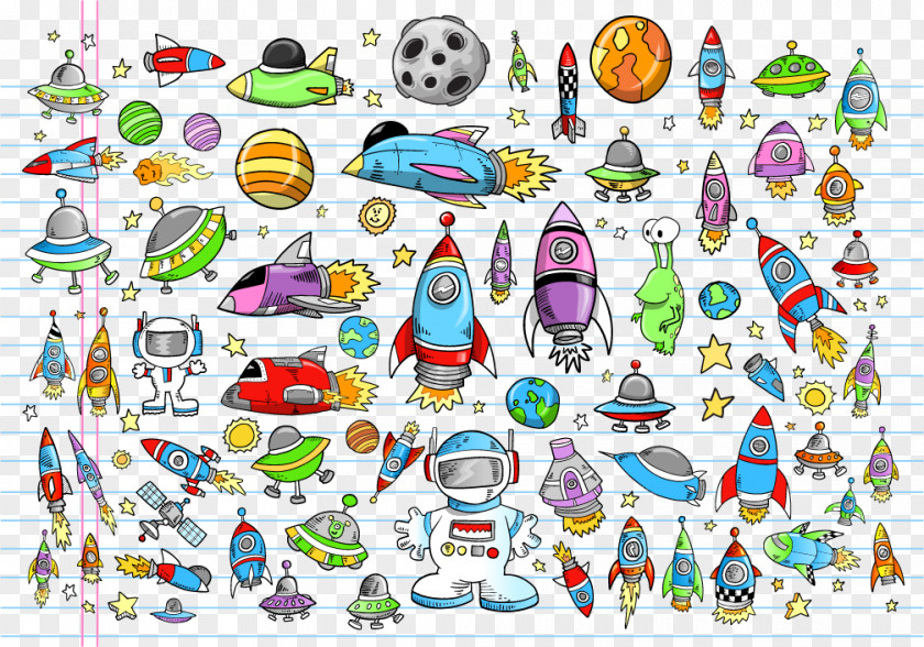 Vector Cartoon Creatures From Outer Space Astronaut Illustration PNG