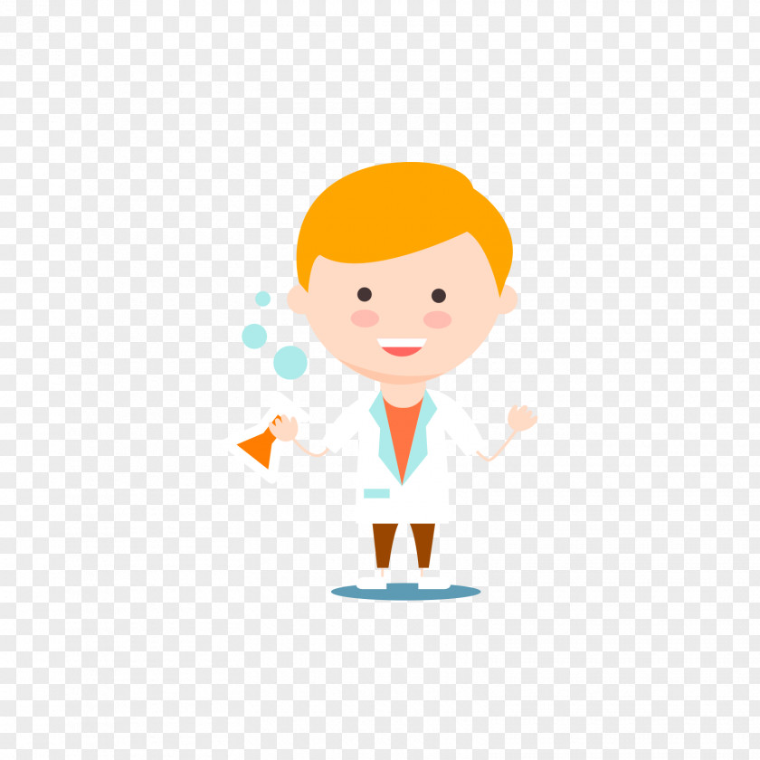 A Male Scientist Holding Test Tube Cartoon Clip Art PNG