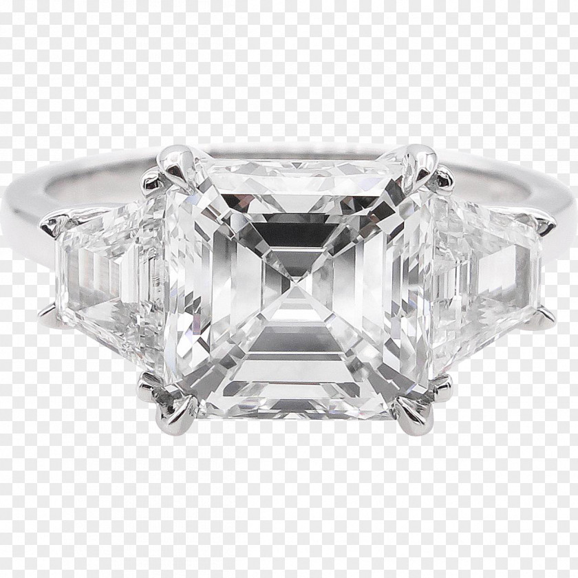 Ring Asscher Connecticut Diamond Silver PNG