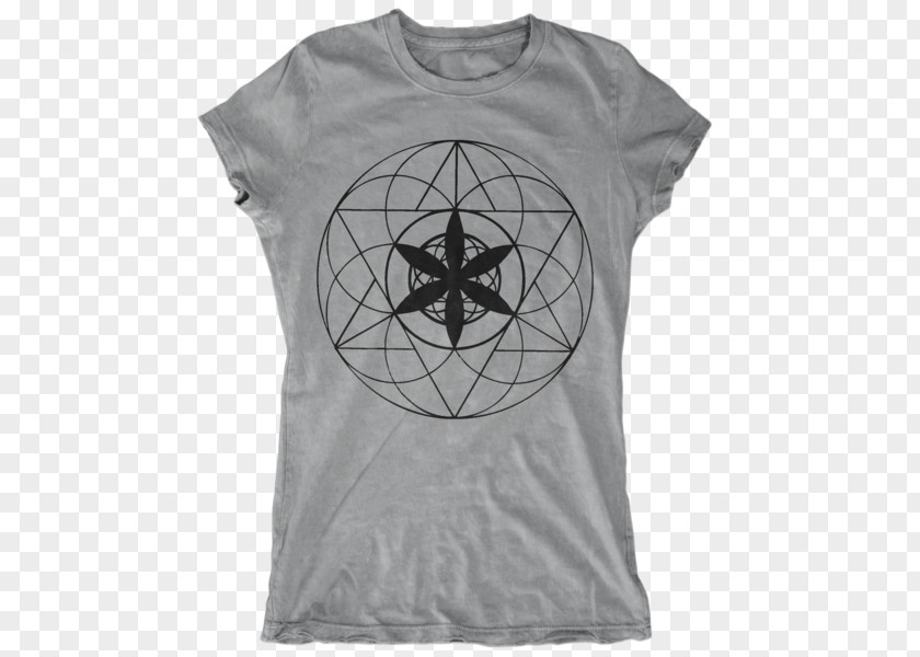 Sacred Geometry Printed T-shirt Top Sleeve PNG
