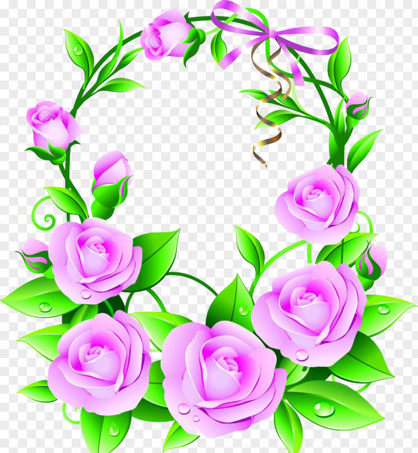 Pink Flowers And Wreaths Flower Euclidean Vector Clip Art PNG