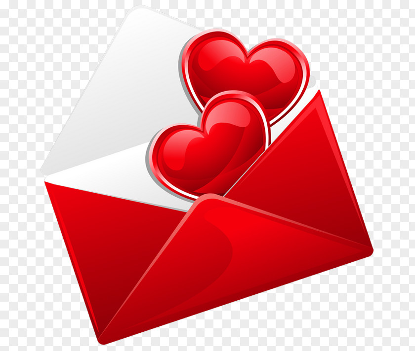 Transparent Red Love Letter With Hearts Picture Clip Art PNG
