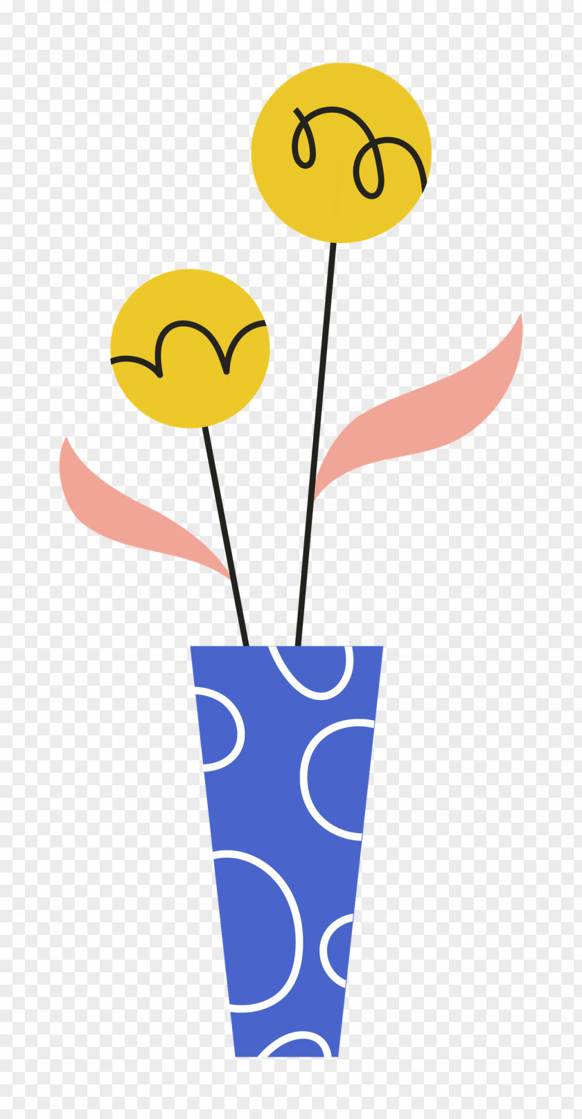 Yellow Line Meter Smiley Flower PNG