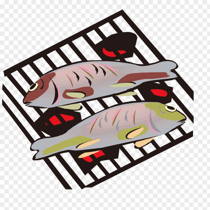 Creative Hand-painted Fish Barbecue Grill On The Grilling Clip Art PNG