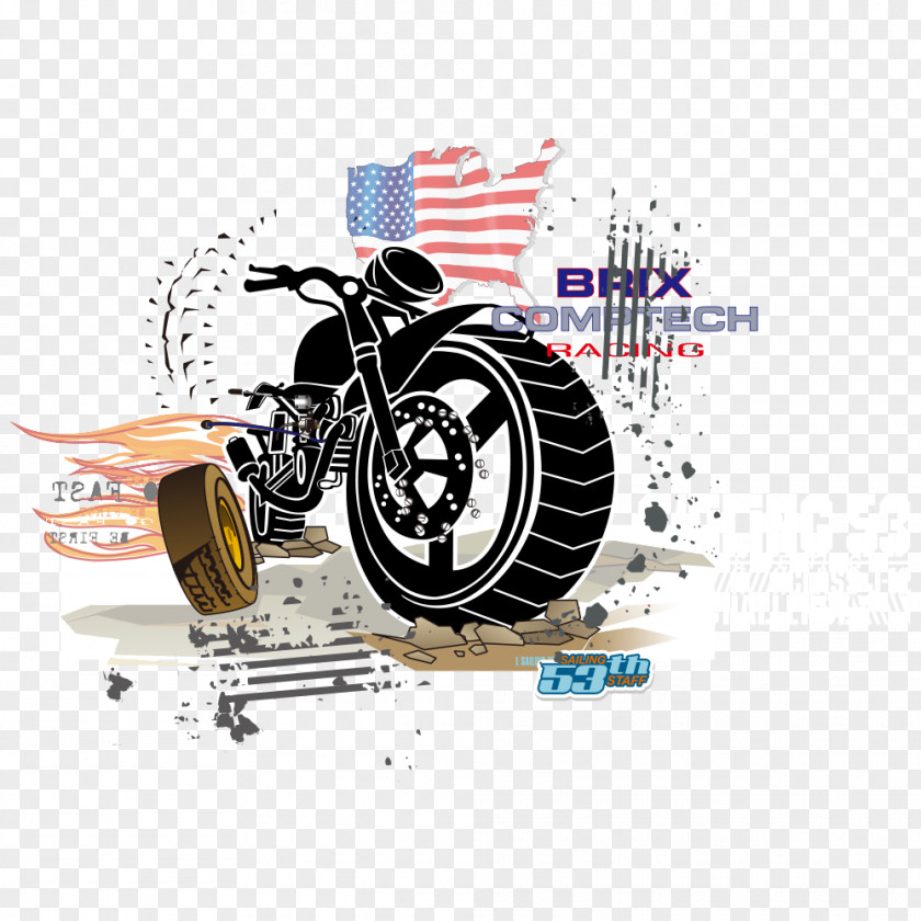 Creative Motorcycle Printing T-shirt PNG