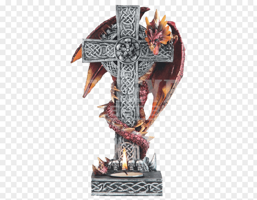 Dragon Celtic Cross Statue Christian PNG