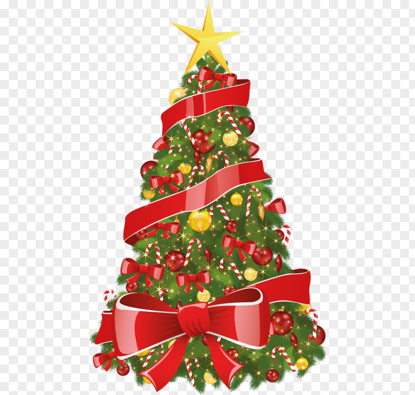 Hand-painted Christmas Tree Santa Claus Star Of Bethlehem PNG