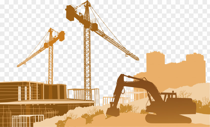 Vector Excavator Architectural Engineering Construction Site Safety Crane PNG