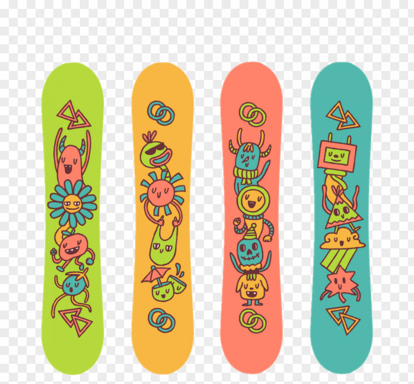 Snowboard Creative Hand-painted Figures Snowboarding Skiing PNG