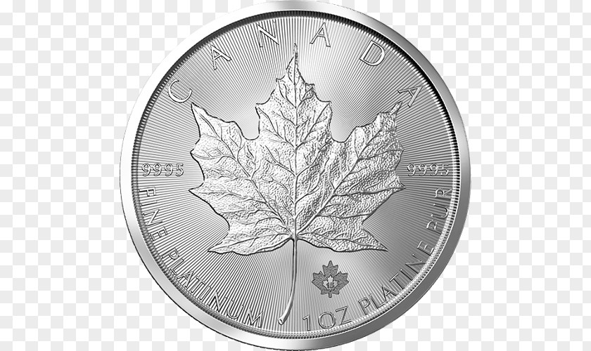 Silver Canadian Platinum Maple Leaf Gold Coin Bullion PNG