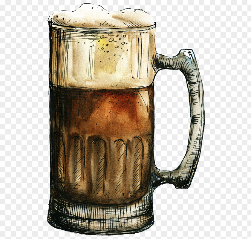 Hand-painted Glass Of Beer Oktoberfest Mug Cup Drink PNG