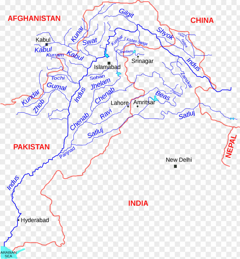 Indus River Panjnad Beas Zanskar Jhelum PNG