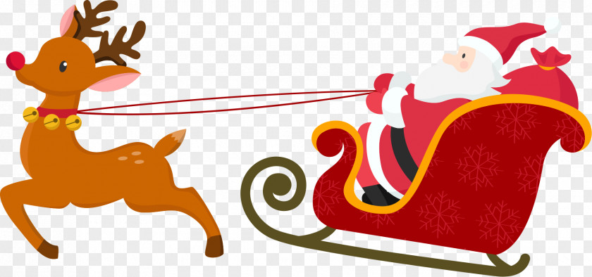 Christmas Deer Sled Santa Claus Poster PNG