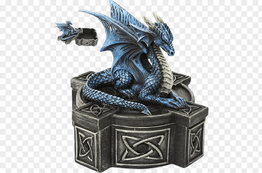 Dragon Statue Box Celtic Cross Art PNG