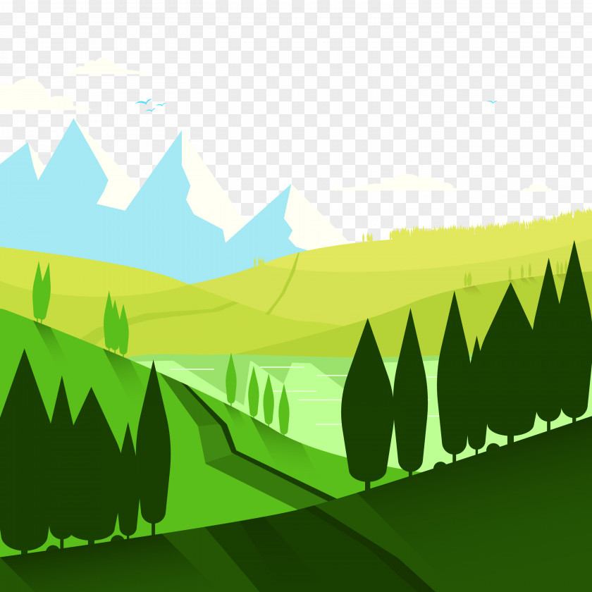 Mountain Scenery Nature Landscape Euclidean Vector Wallpaper PNG