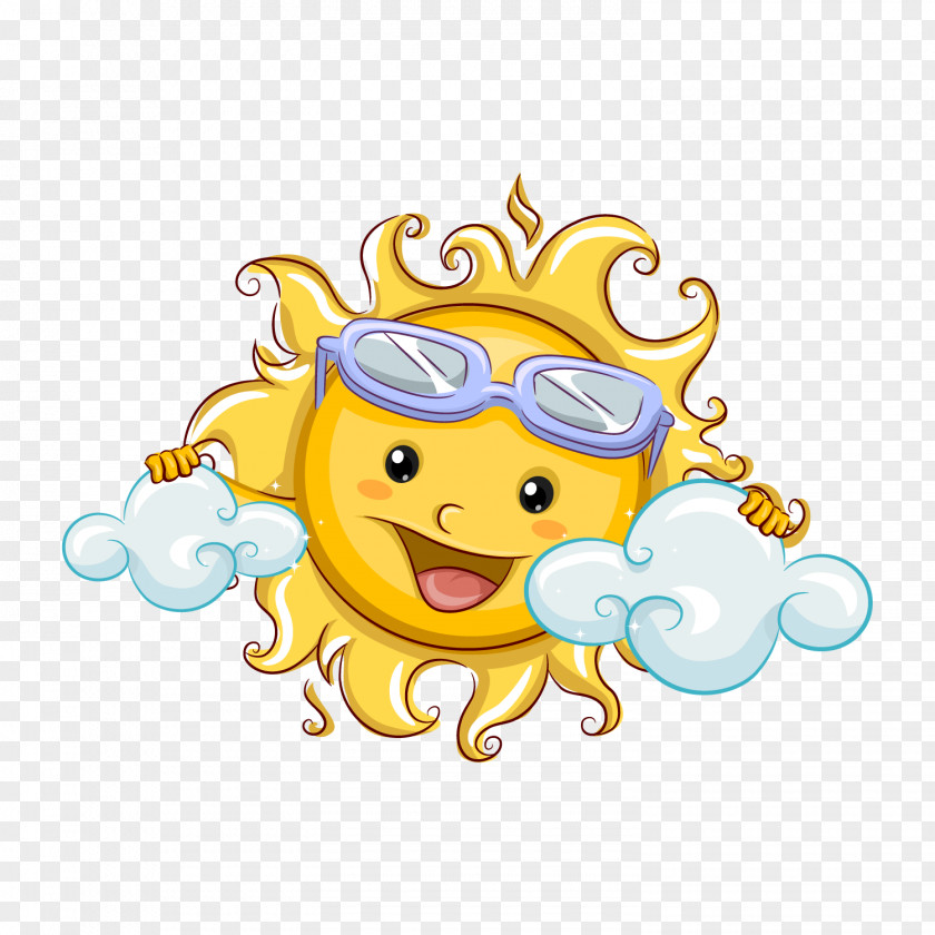 Cartoon Yellow Sun Vector PNG