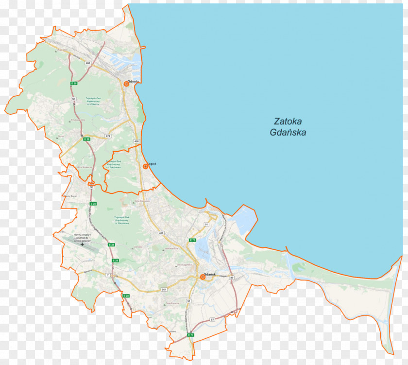Map Gdańsk Gdynia Sopot Głogowo PNG
