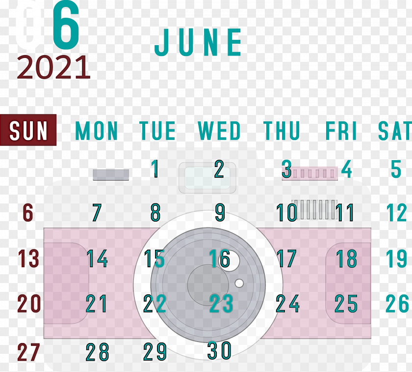 June 2021 Calendar Printable PNG