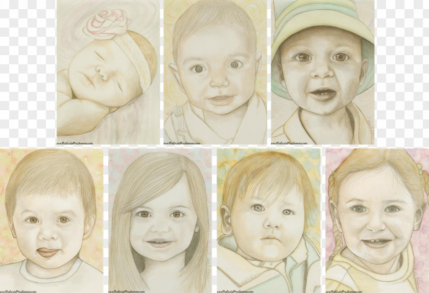 Watercolor Baby Portrait Painting Drawing PNG