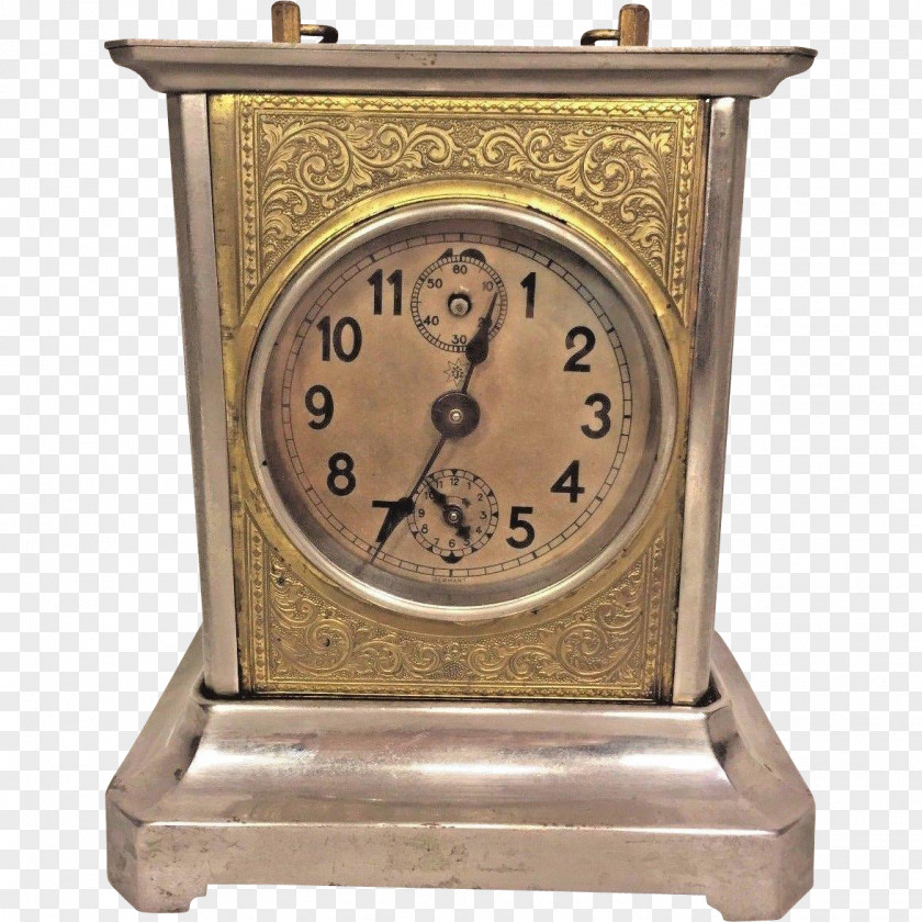 Antique Clock Carriage Mantel Musical PNG
