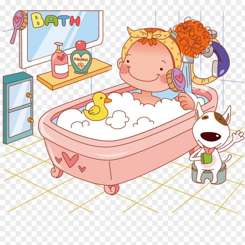 Fun Bathing Clip Art Cartoon Image Vector Graphics PNG