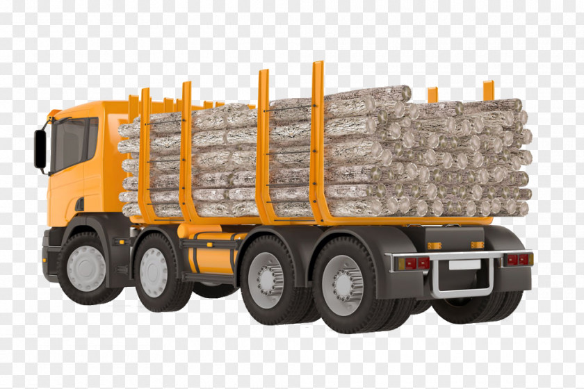 Orange Big Truck Logging Lumberjack Semi-trailer Clip Art PNG