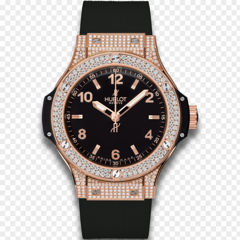 Watch Hublot Diamond Quartz Clock Gold PNG