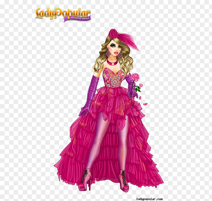 Barbie Lady Popular Costume Design Magenta Portrait PNG